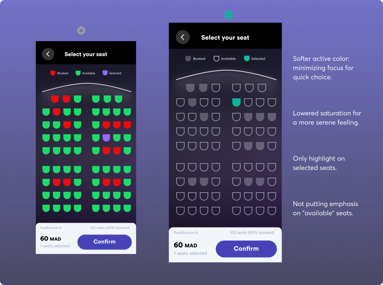 Reducing cognitive load in UX/UI example